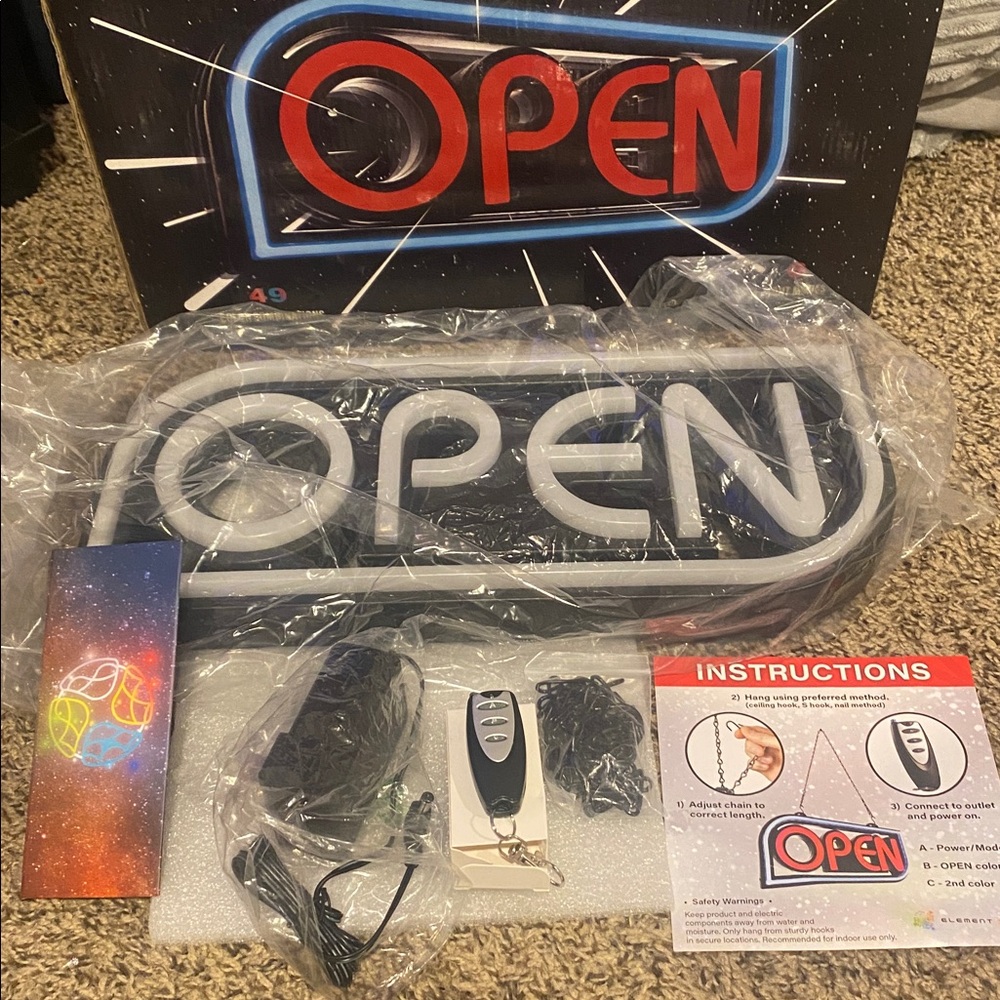 Element Red and Blue Open Sign
